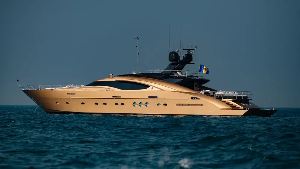 Luxury superyacht marina night